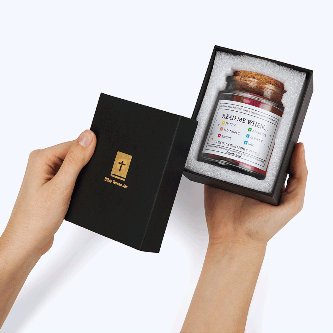 Handmade 90 Day Bible Verses Jar (Comes With Christian Gift Box)
