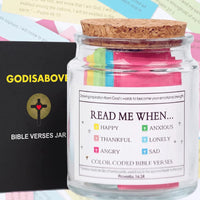 GodIsAbove Bible Verse Jar with color-coded scripture cards and black gift box