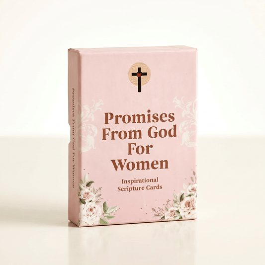 Pack of 'Promises From God For Women' inspirational scripture cards on a light background